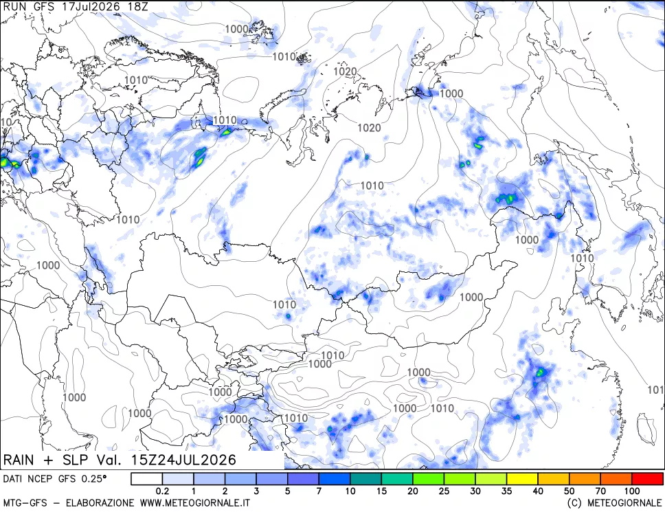 mappa Precipitazioni e pressione SLM
