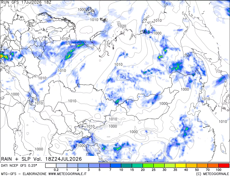 mappa Precipitazioni e pressione SLM