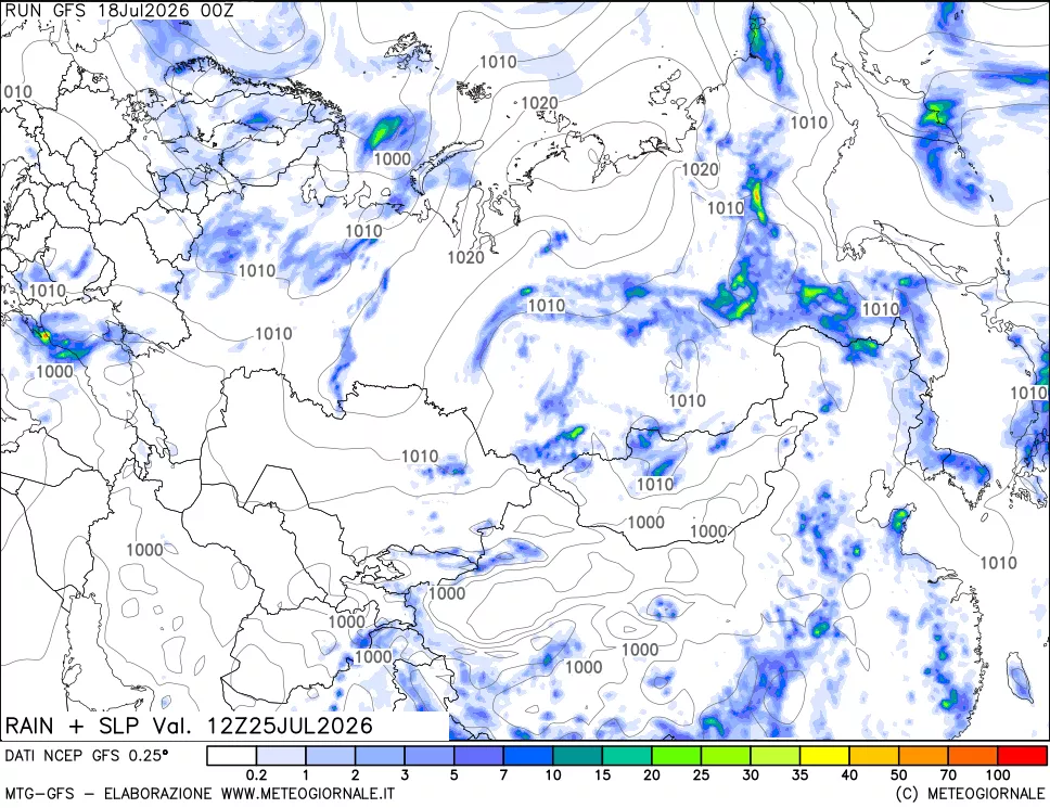 mappa Precipitazioni e pressione SLM