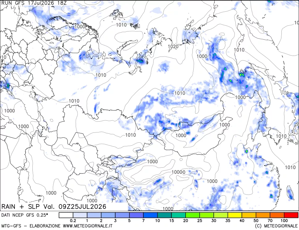 mappa Precipitazioni e pressione SLM