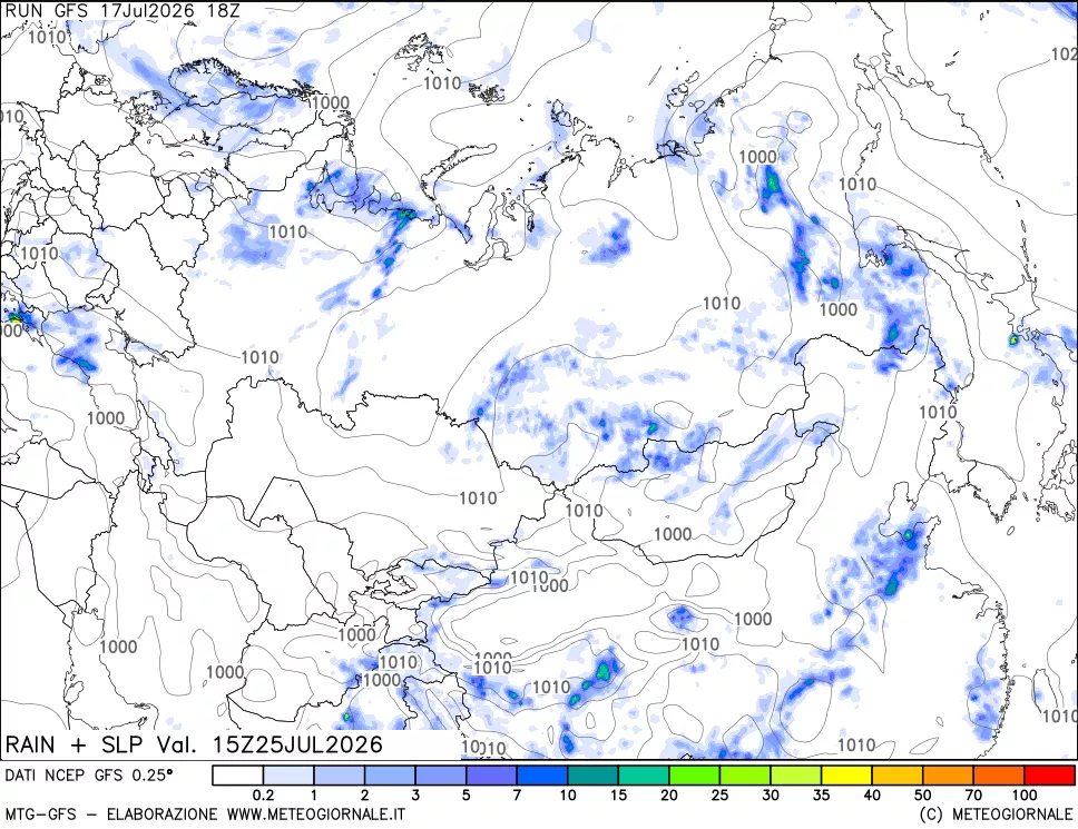 mappa Precipitazioni e pressione SLM