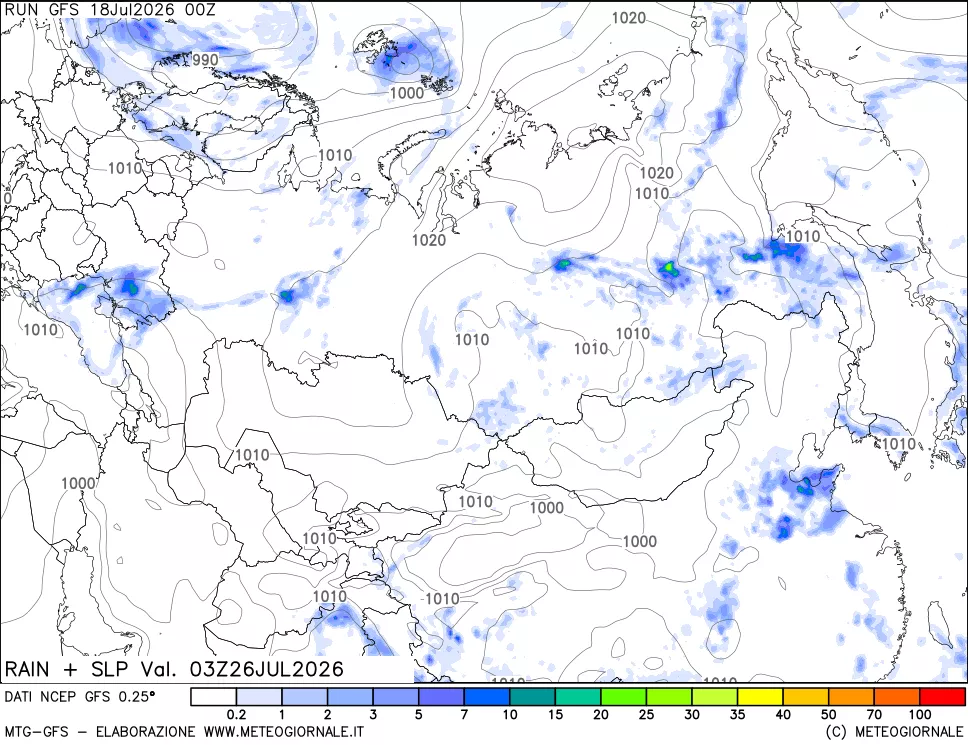 mappa Precipitazioni e pressione SLM