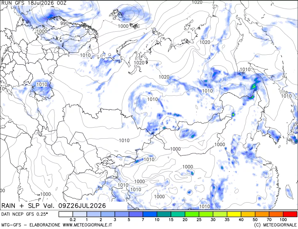 mappa Precipitazioni e pressione SLM