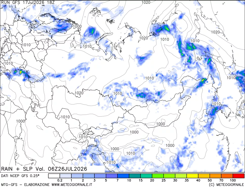mappa Precipitazioni e pressione SLM