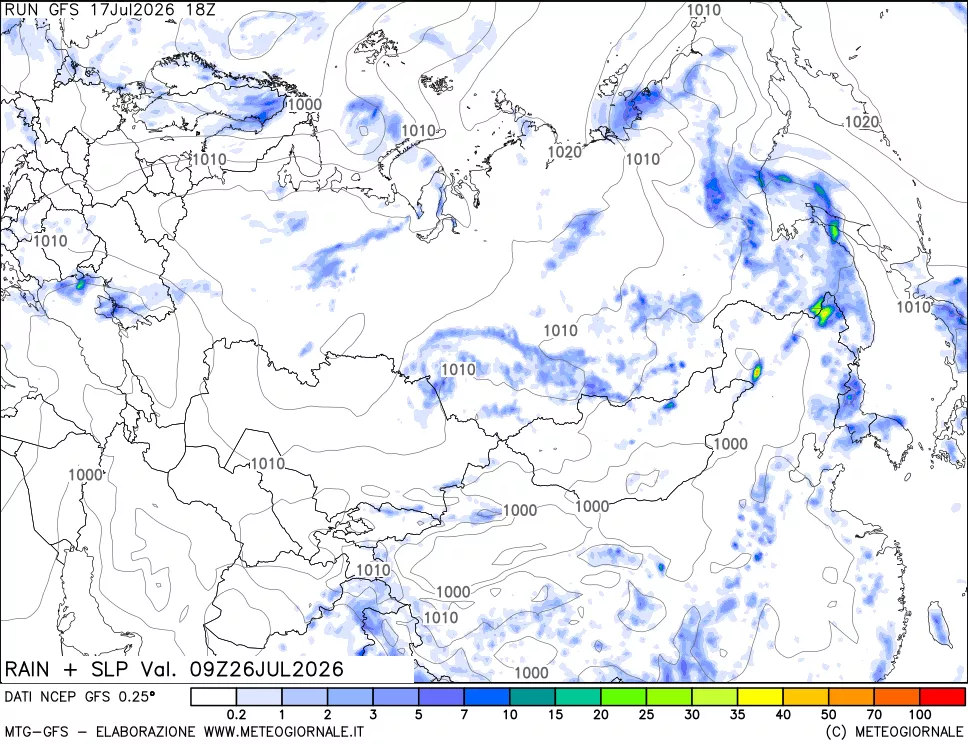 mappa Precipitazioni e pressione SLM