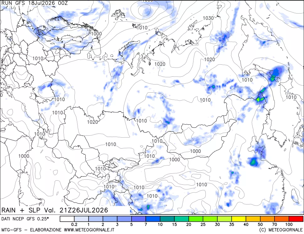 mappa Precipitazioni e pressione SLM
