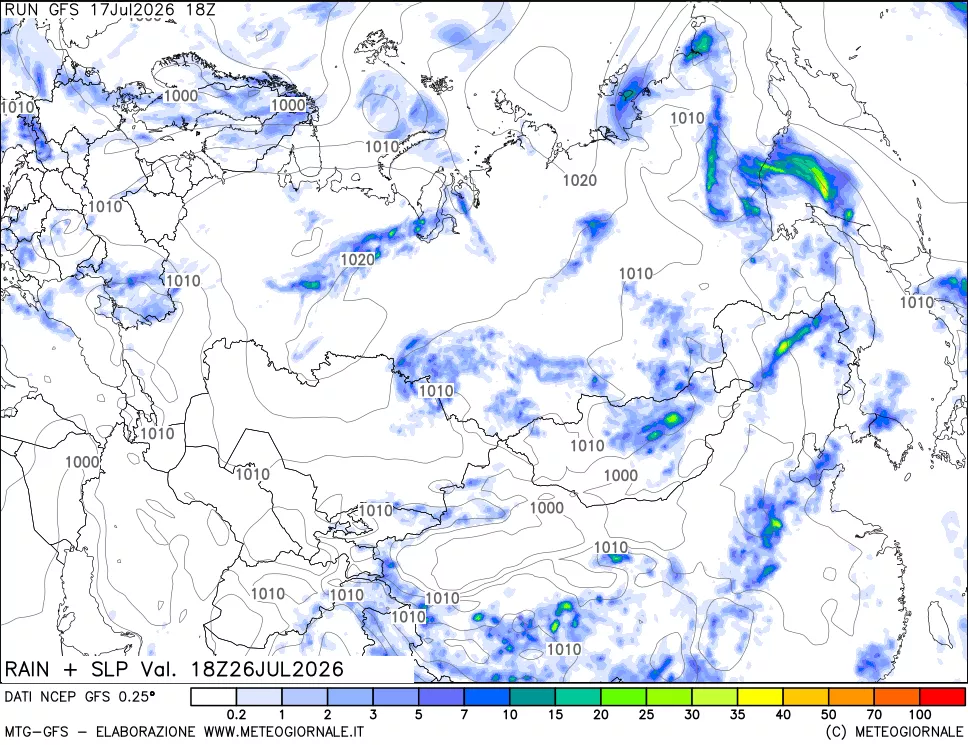 mappa Precipitazioni e pressione SLM