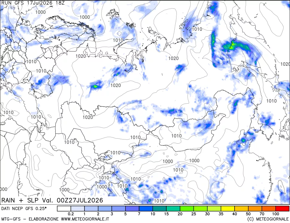 mappa Precipitazioni e pressione SLM