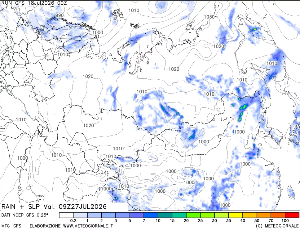 mappa Precipitazioni e pressione SLM