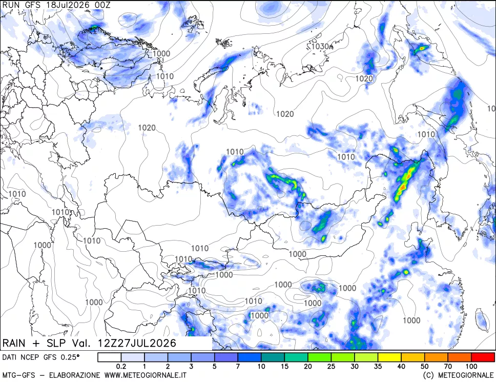 mappa Precipitazioni e pressione SLM