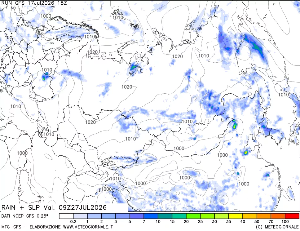 mappa Precipitazioni e pressione SLM