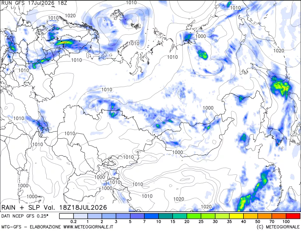 mappa Precipitazioni e pressione SLM
