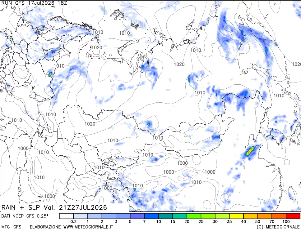 mappa Precipitazioni e pressione SLM
