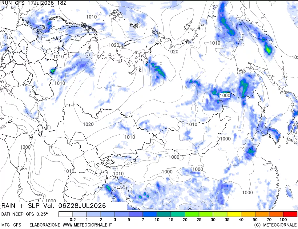 mappa Precipitazioni e pressione SLM