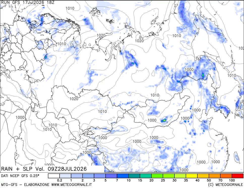 mappa Precipitazioni e pressione SLM