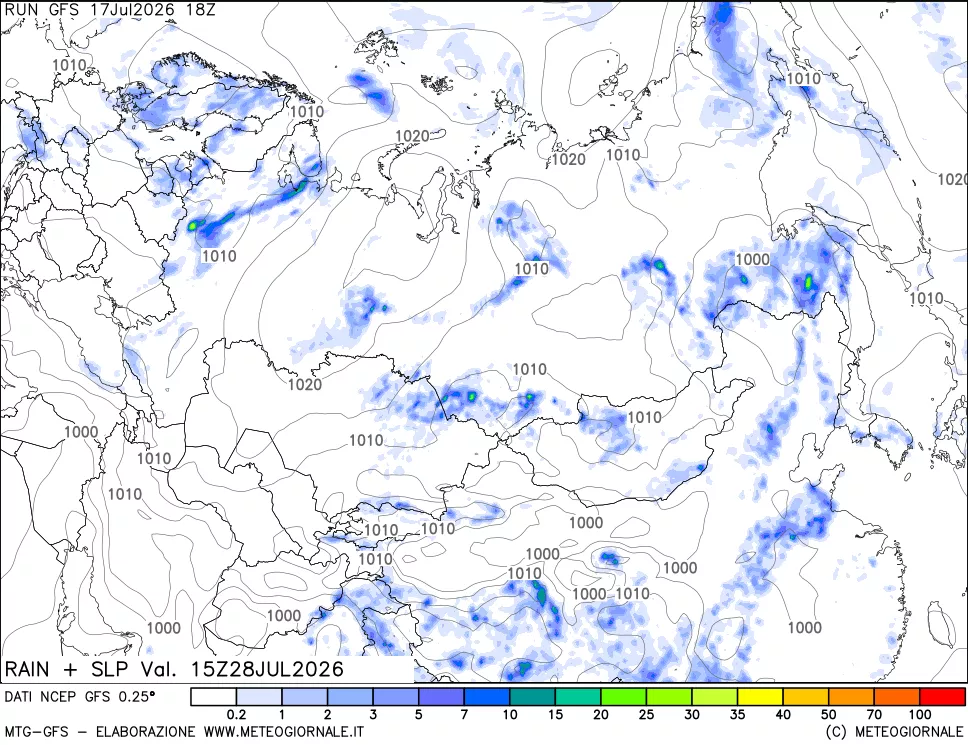 mappa Precipitazioni e pressione SLM