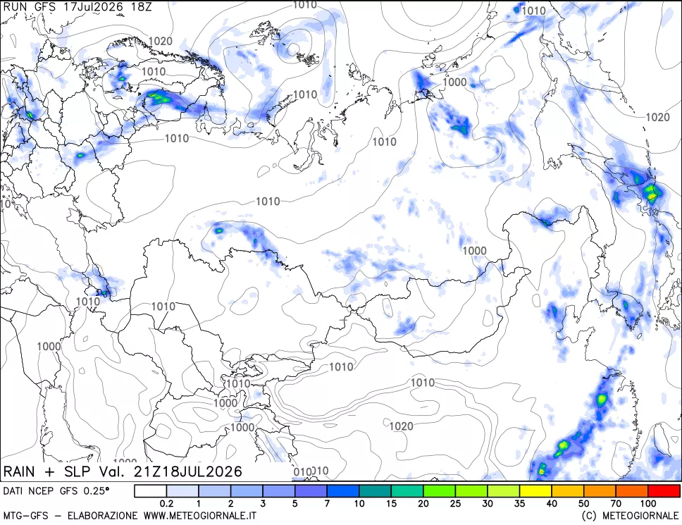 mappa Precipitazioni e pressione SLM