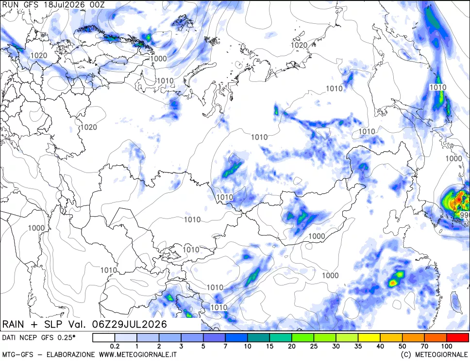 mappa Precipitazioni e pressione SLM