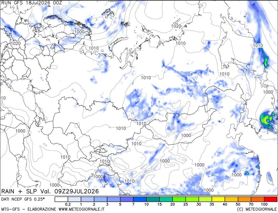 mappa Precipitazioni e pressione SLM
