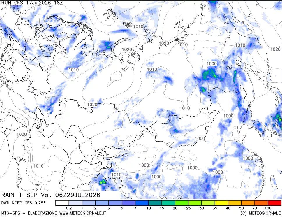 mappa Precipitazioni e pressione SLM