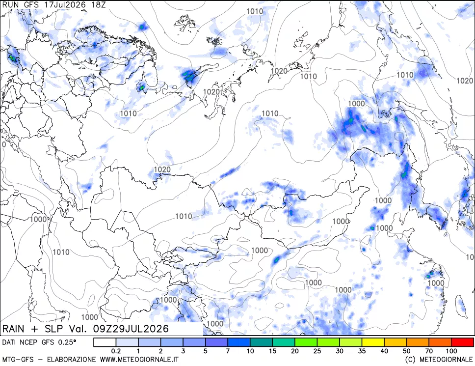 mappa Precipitazioni e pressione SLM