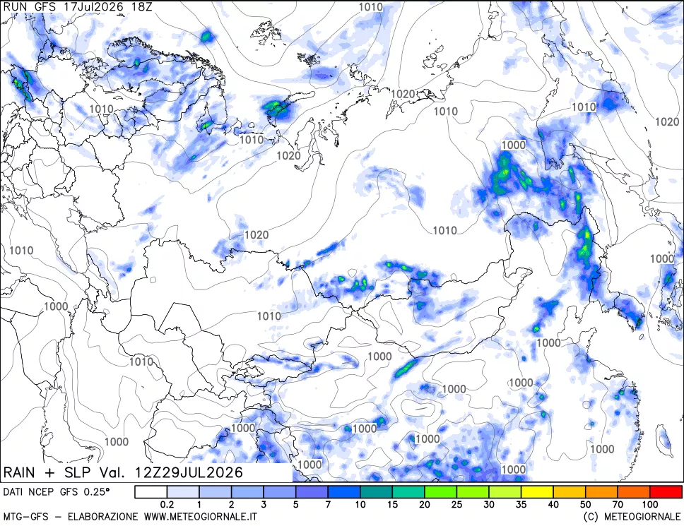 mappa Precipitazioni e pressione SLM