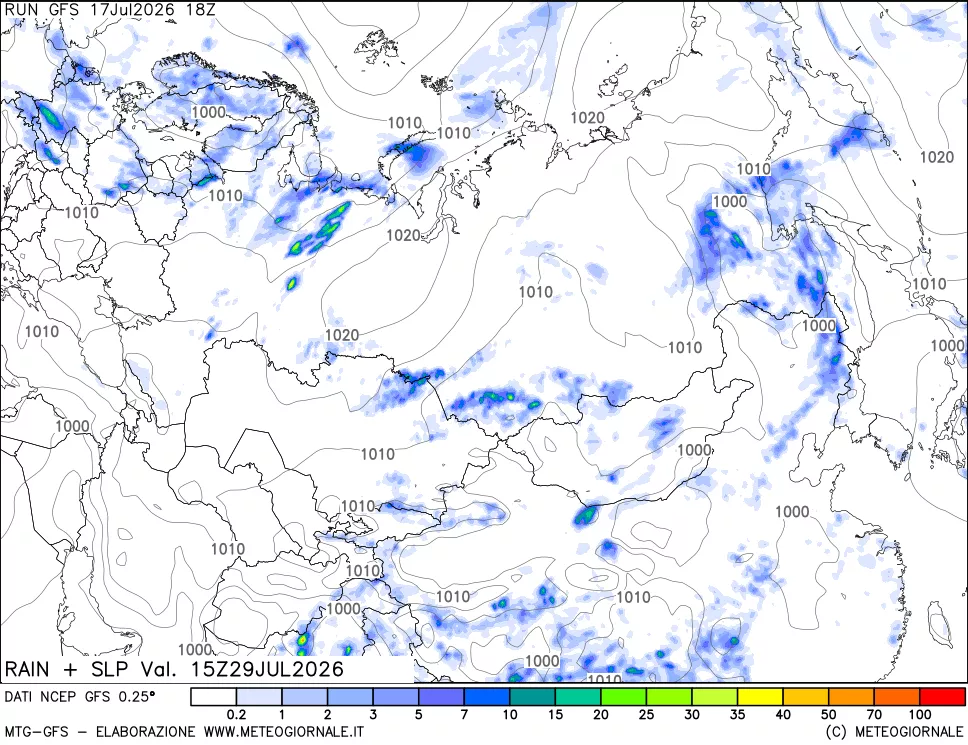 mappa Precipitazioni e pressione SLM