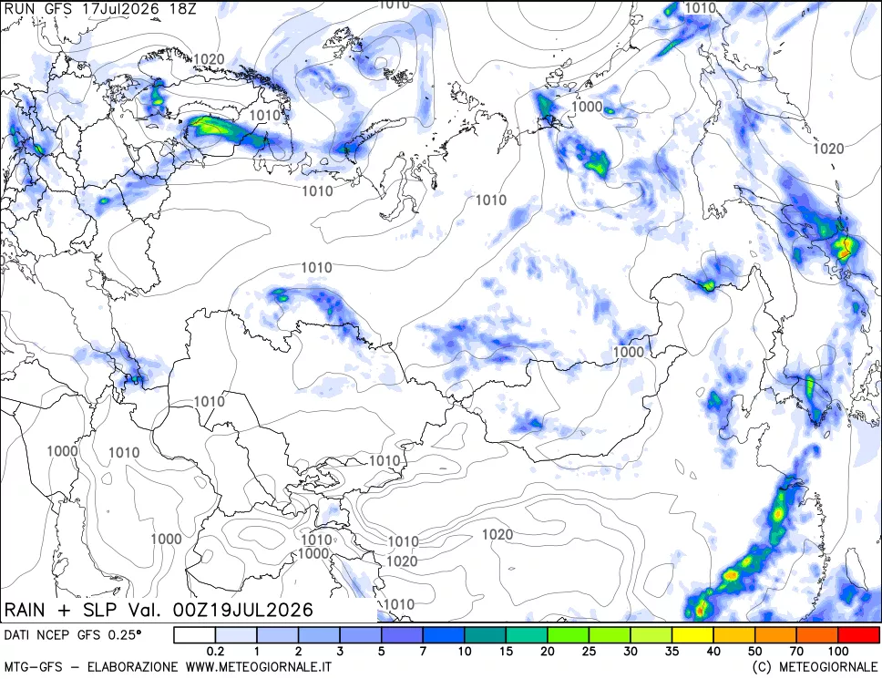 mappa Precipitazioni e pressione SLM