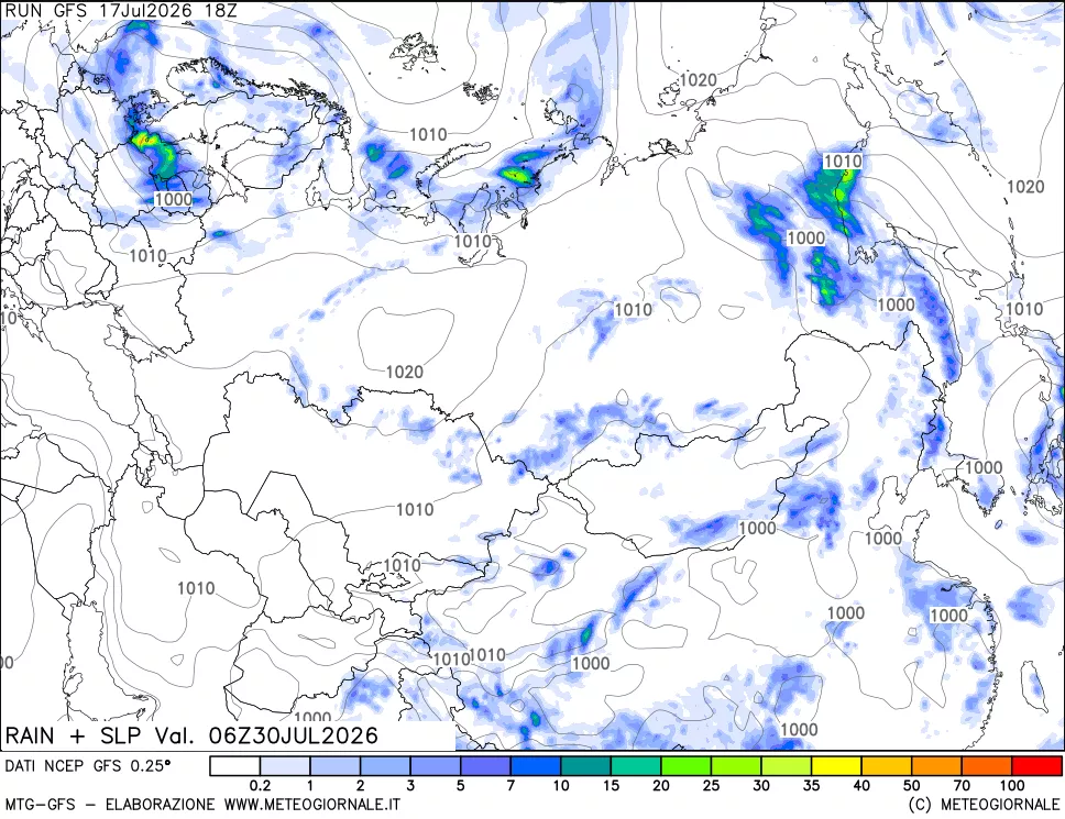 mappa Precipitazioni e pressione SLM