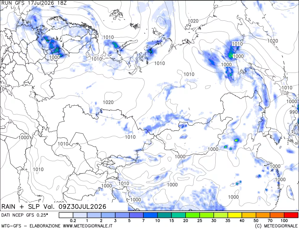 mappa Precipitazioni e pressione SLM