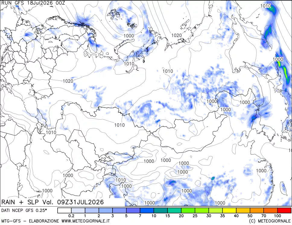 mappa Precipitazioni e pressione SLM