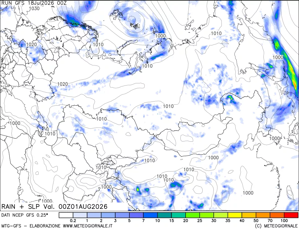 mappa Precipitazioni e pressione SLM