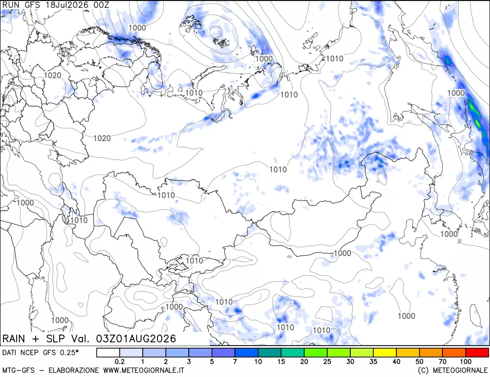 mappa Precipitazioni e pressione SLM