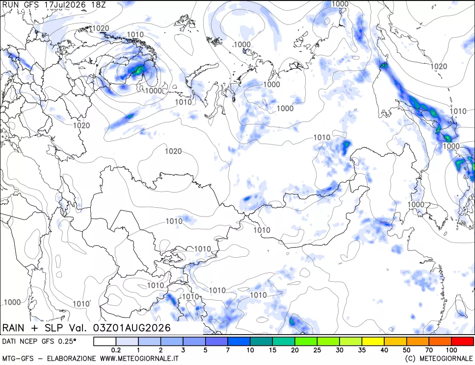 mappa Precipitazioni e pressione SLM