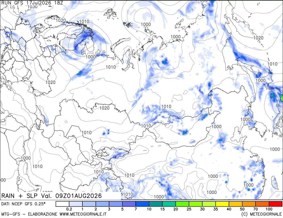 mappa Precipitazioni e pressione SLM