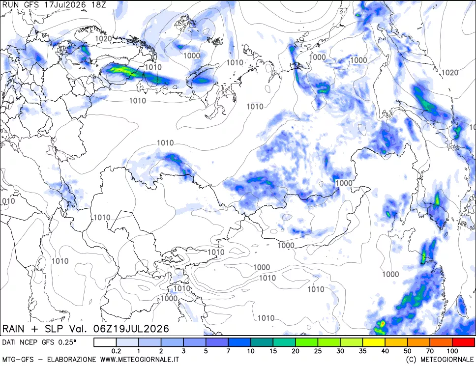 mappa Precipitazioni e pressione SLM