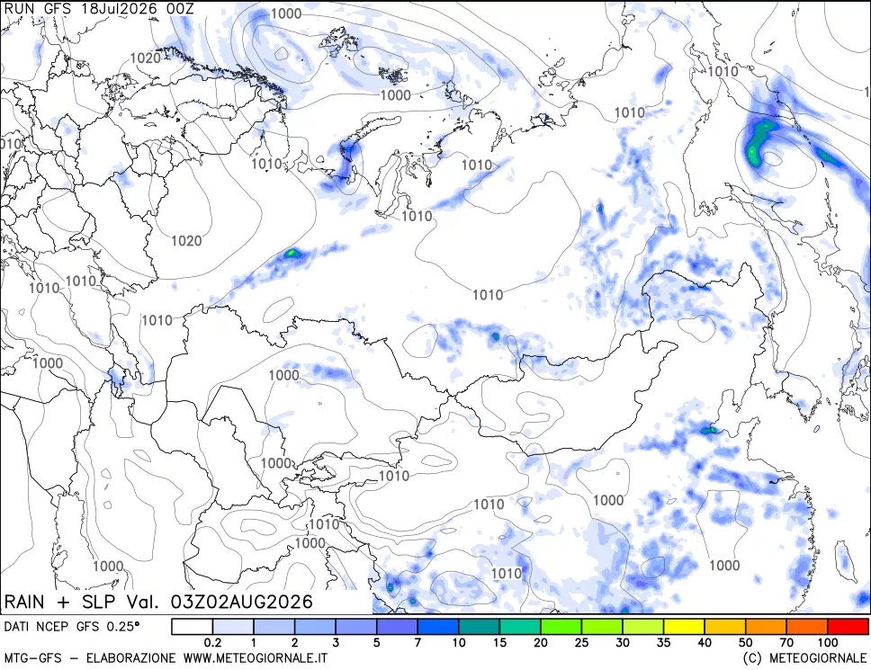 mappa Precipitazioni e pressione SLM