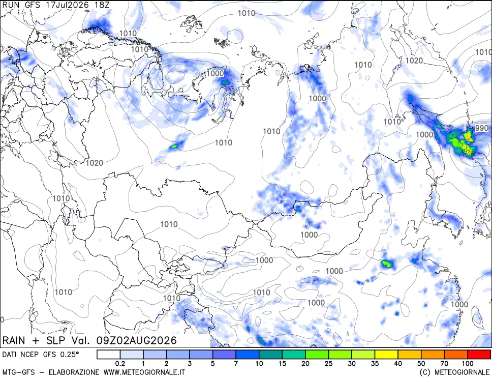 mappa Precipitazioni e pressione SLM