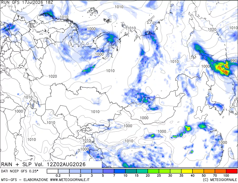 mappa Precipitazioni e pressione SLM