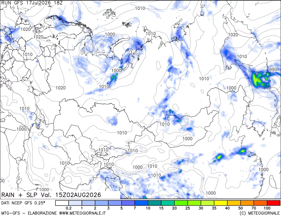 mappa Precipitazioni e pressione SLM