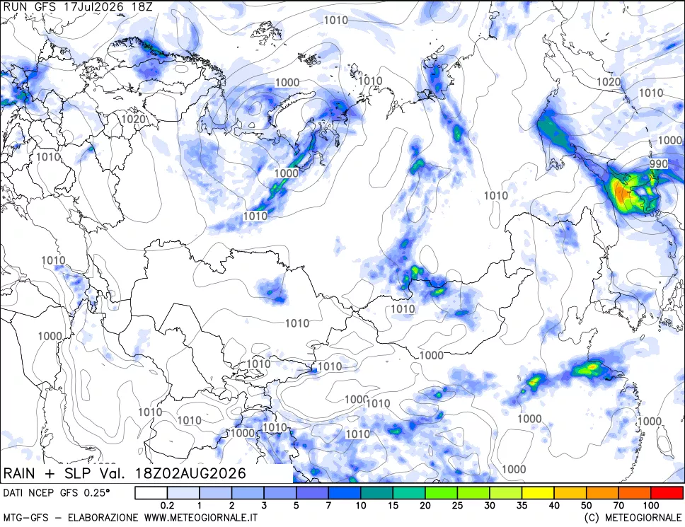mappa Precipitazioni e pressione SLM
