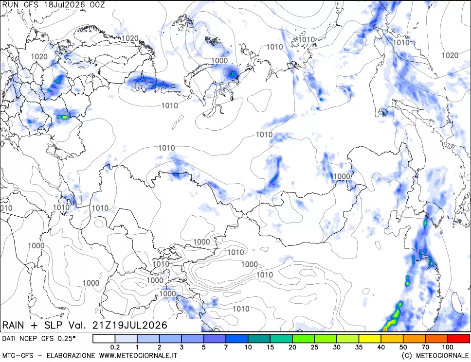 mappa Precipitazioni e pressione SLM