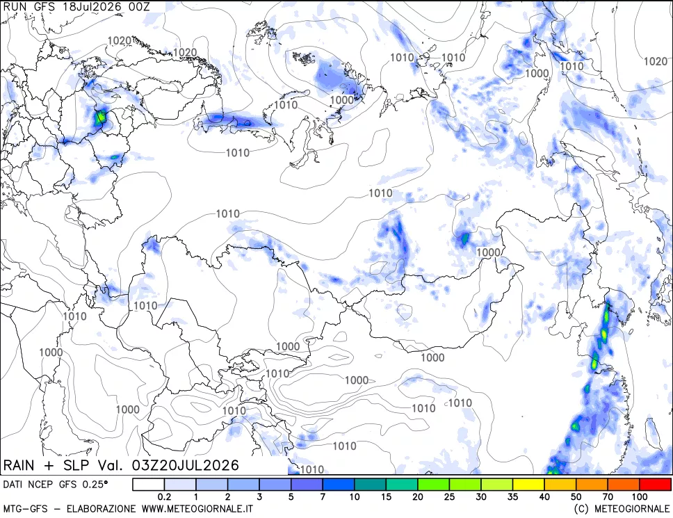 mappa Precipitazioni e pressione SLM