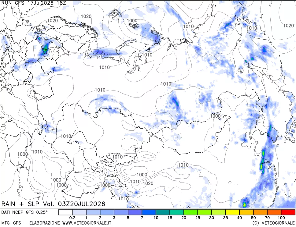 mappa Precipitazioni e pressione SLM