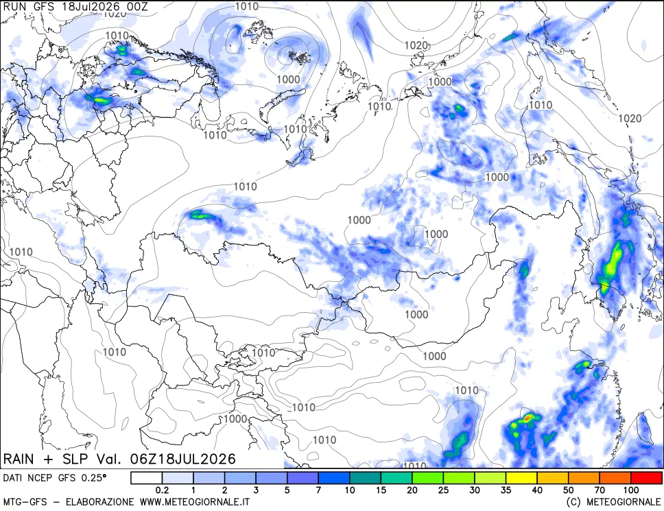 mappa Precipitazioni e pressione SLM