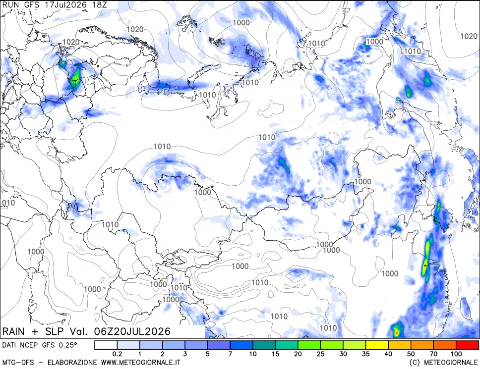 mappa Precipitazioni e pressione SLM