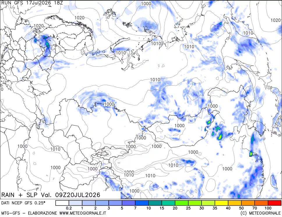 mappa Precipitazioni e pressione SLM