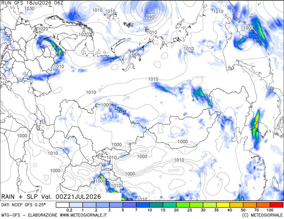 mappa Precipitazioni e pressione SLM