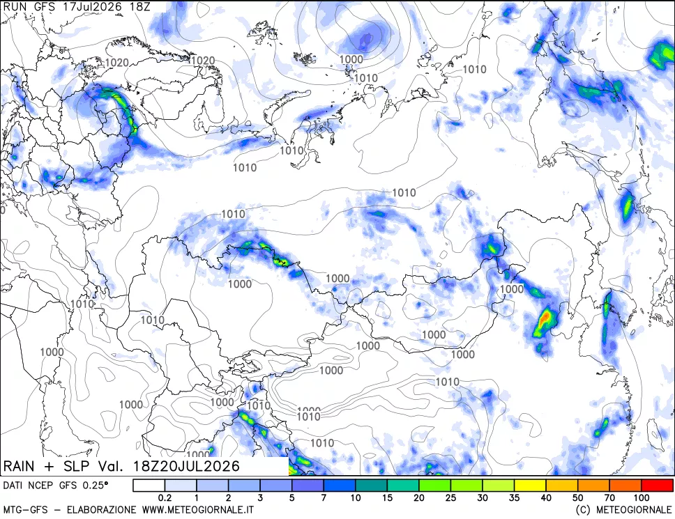 mappa Precipitazioni e pressione SLM