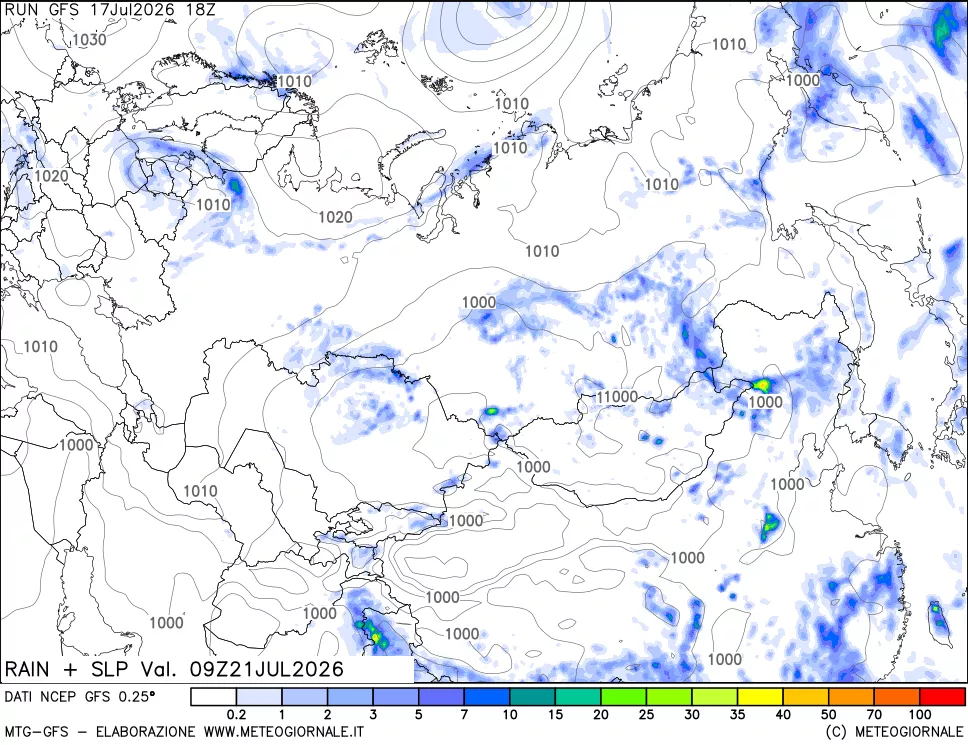 mappa Precipitazioni e pressione SLM